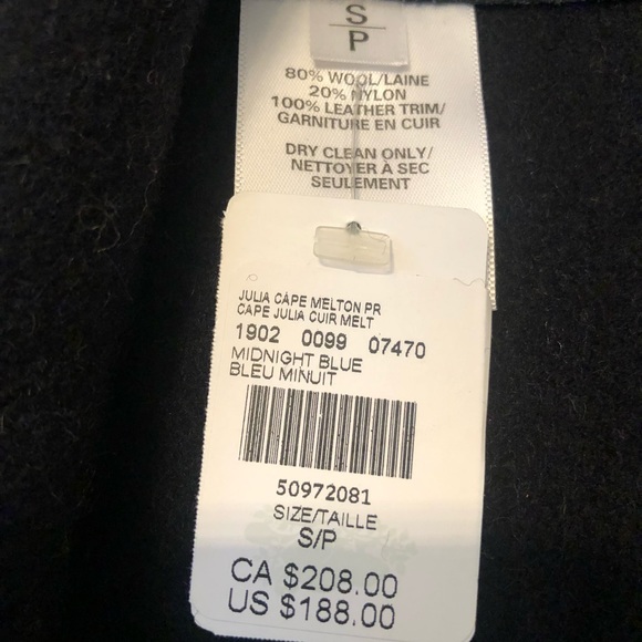 New Roots womens wool circle outer vest coat jacket S black midnight blue Small - Picture 5 of 6